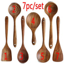 Conjunto de Utensílios de Madeira de Teca