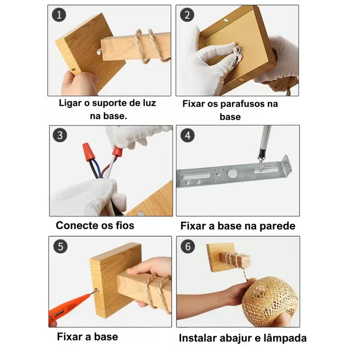 Arandela de Parede em Bambu Natural – Design Moderno e Sustentável
