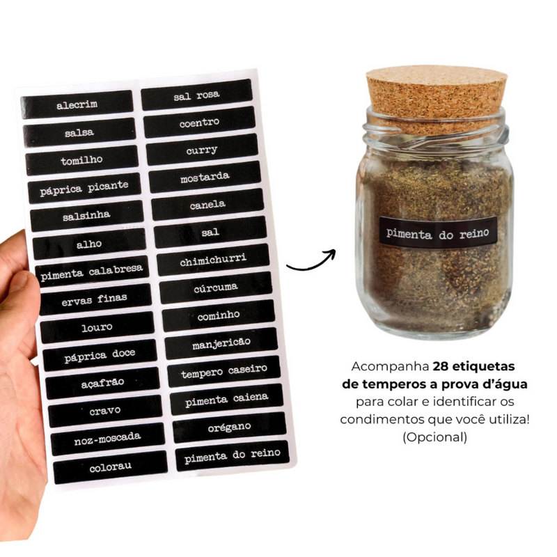Kit Potes com Tampa de Cortiça 200Ml Casa Splêndida [PAGUE 8 LEVE 10]