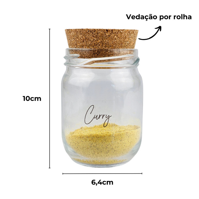 Kit Potes com Tampa de Cortiça 200Ml Casa Splêndida [PAGUE 8 LEVE 10]