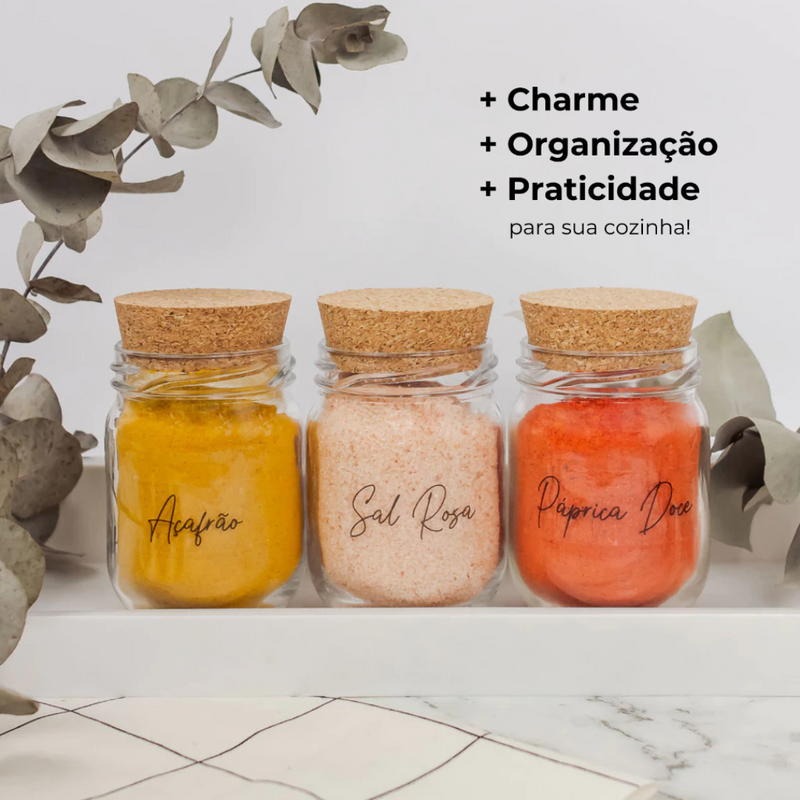 Kit Potes com Tampa de Cortiça 200Ml Casa Splêndida [PAGUE 8 LEVE 10]