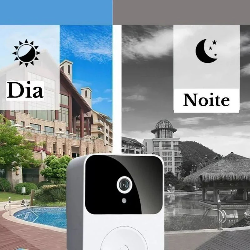 Campainha Com Câmera Vídeo Porteiro Sem Fio Wi-Fi HD Inteligente