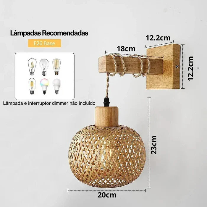 Arandela de Parede em Bambu Natural – Design Moderno e Sustentável