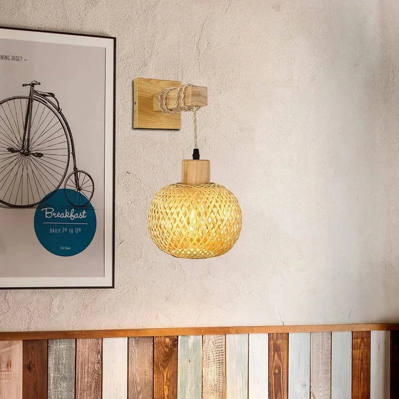 Arandela de Parede em Bambu Natural – Design Moderno e Sustentável