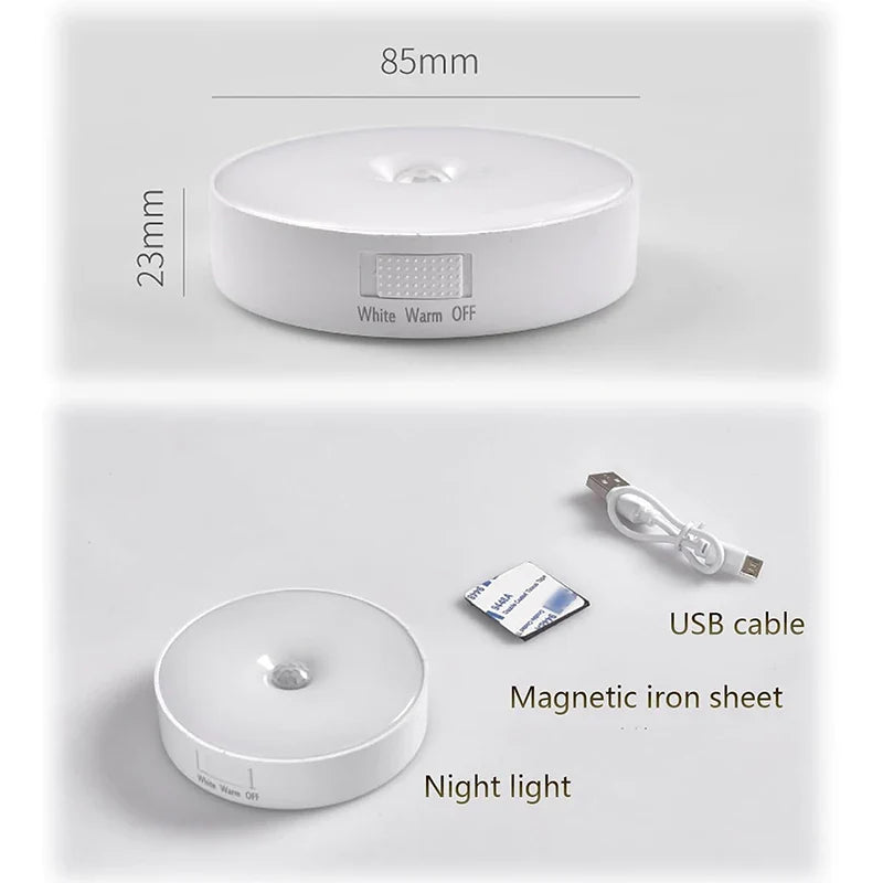 Luminária de Parede LED Sem Fio Sensor de Presença - USB Recarregável