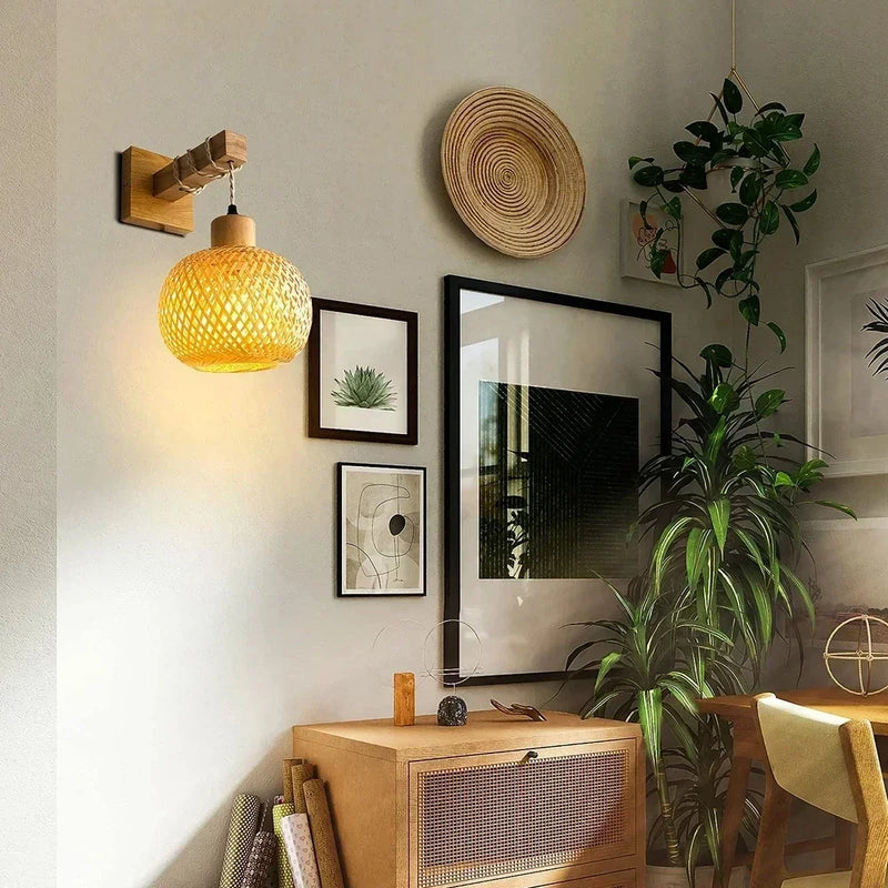 Arandela de Parede em Bambu Natural – Design Moderno e Sustentável