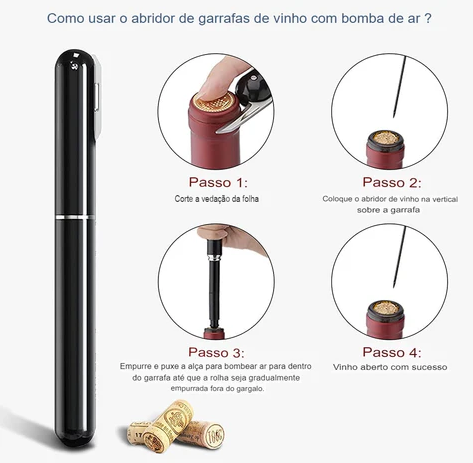 Abridor De Vinho Com Cortador Bomba De Ar