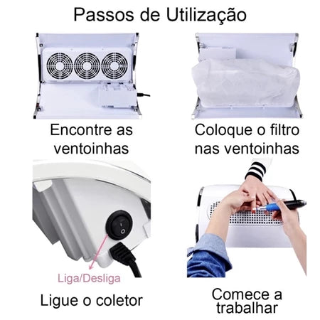 Aspirador Coletor de pó de Unha